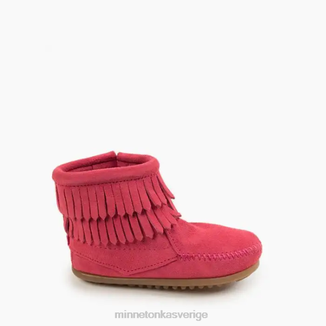 Minnetonka barn dubbla fransar med dragkedja i sidan HTZ4DP465 Skodon skrikrosa