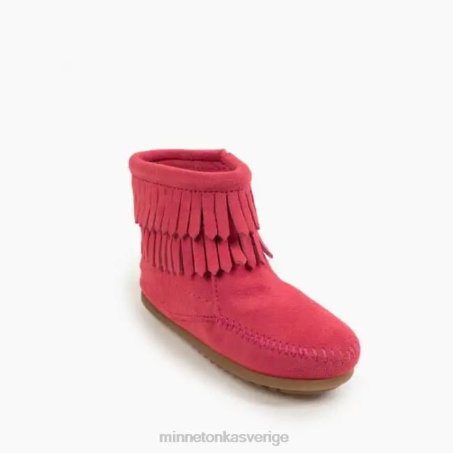 Minnetonka barn dubbla fransar med dragkedja i sidan HTZ4DP465 Skodon skrikrosa