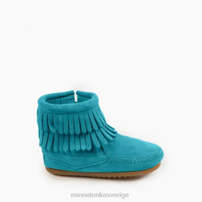 Minnetonka barn dubbla fransar med dragkedja i sidan HTZ4DP467 Skodon turkos