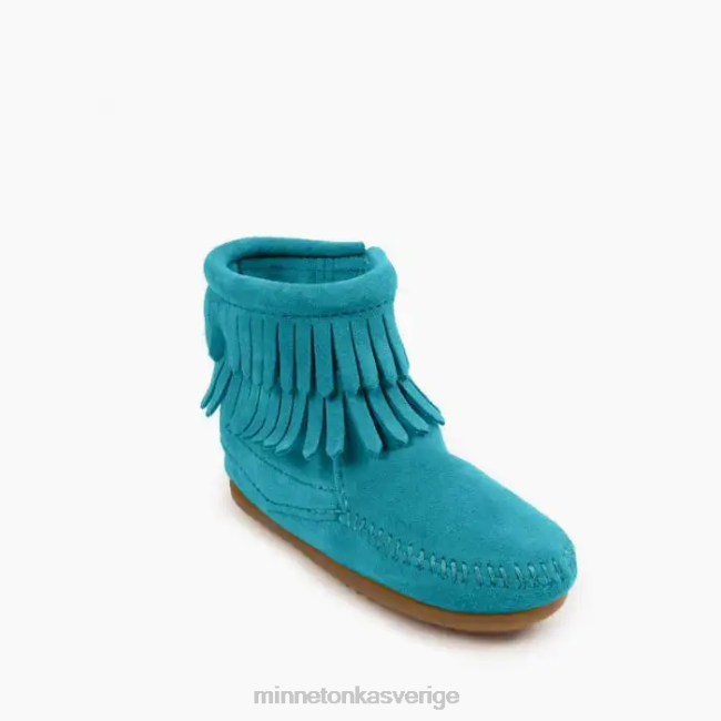 Minnetonka barn dubbla fransar med dragkedja i sidan HTZ4DP467 Skodon turkos