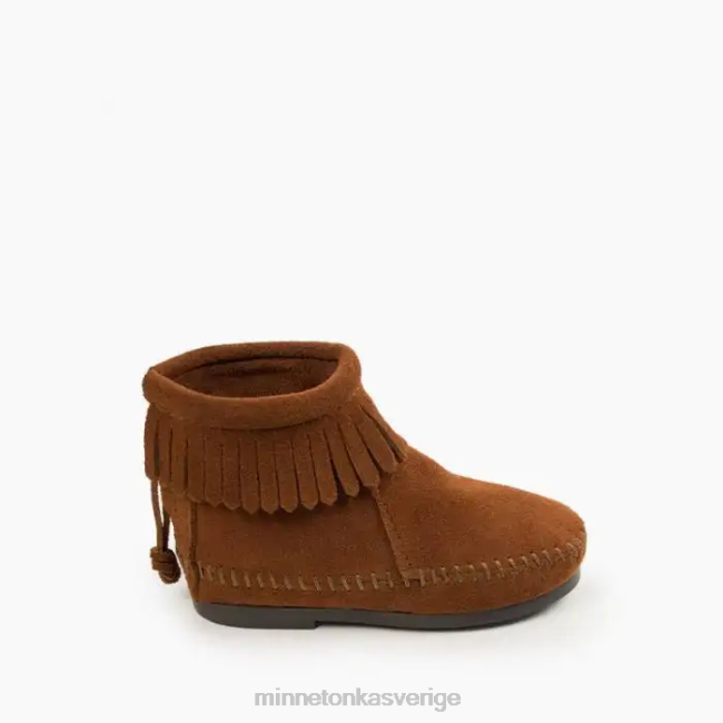 Minnetonka barn stövel med hårdsula med dragkedja baktill HTZ4DP469 Skodon brun