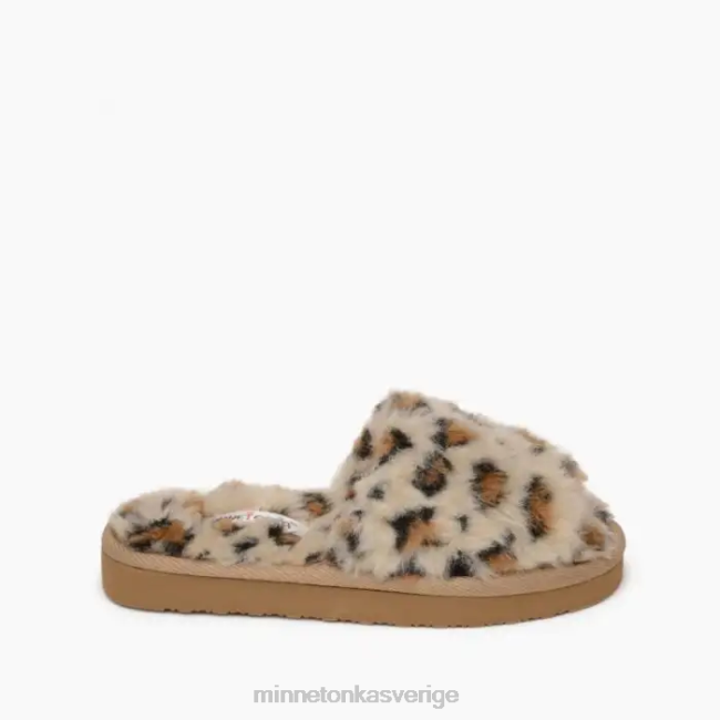 Minnetonka barn lyla HTZ4DP505 Skodon krämfärgat leopardmönstrat