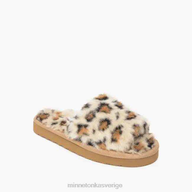 Minnetonka barn lyla HTZ4DP505 Skodon krämfärgat leopardmönstrat