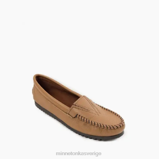 Minnetonka kvinnor hjortskinn gore front HTZ4DP122 Skodon mocka