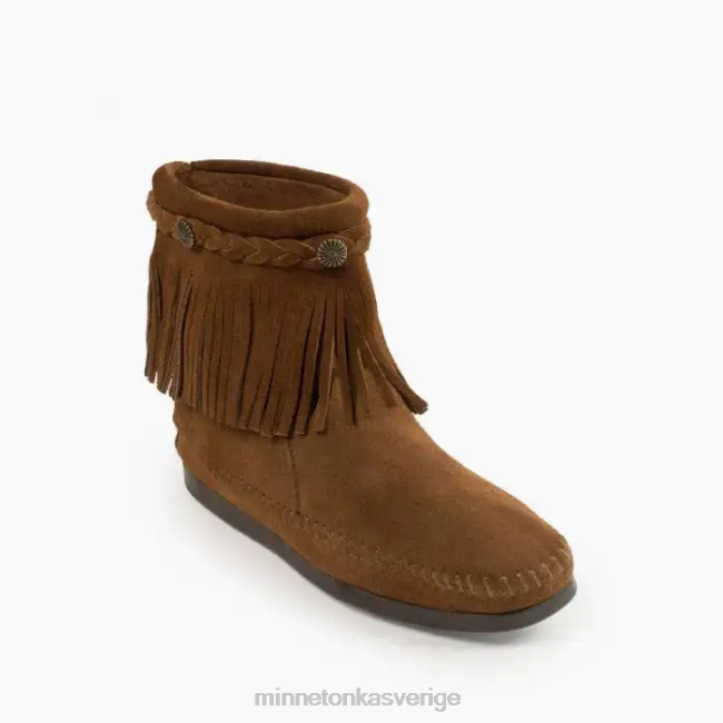 Minnetonka kvinnor dragkedjekänga med hög topp baktill HTZ4DP11 Skodon dammig brun