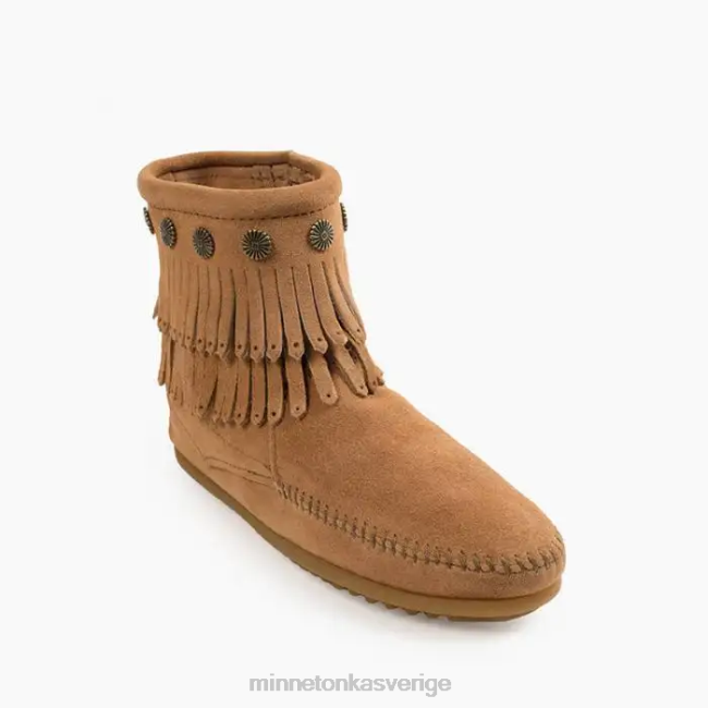 Minnetonka kvinnor dubbla fransar med dragkedja i sidan HTZ4DP23 Skodon taupe