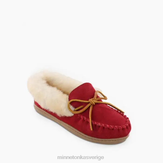 Minnetonka kvinnor alpint fårskinn moc HTZ4DP228 Skodon röd