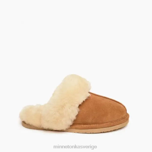 Minnetonka kvinnor fårskinnsrutschkana HTZ4DP236 Skodon gyllene solbränna