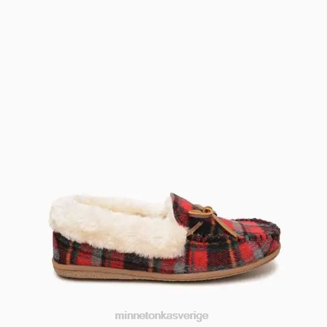 Minnetonka kvinnor lägerkrage moc HTZ4DP270 Skodon röd höstpläd