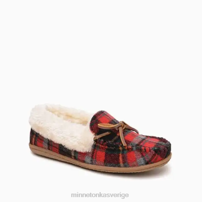 Minnetonka kvinnor lägerkrage moc HTZ4DP270 Skodon röd höstpläd