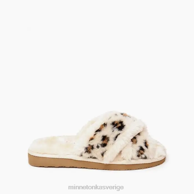 Minnetonka kvinnor lilly HTZ4DP282 Skodon krämfärgat leopardmönstrat