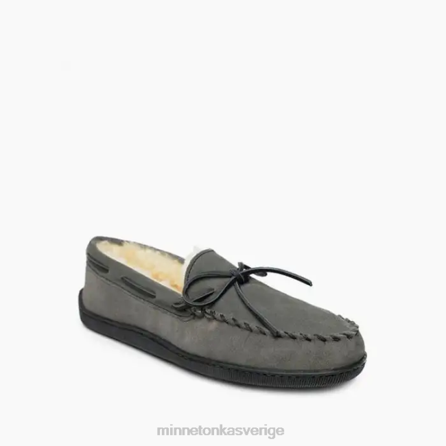 Minnetonka män fårskinn hårdsula moc HTZ4DP403 Skodon grå